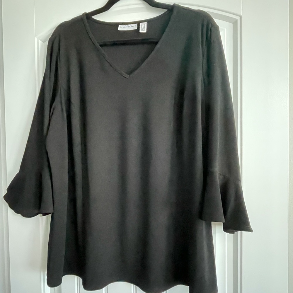 Susan Graver QVC Textured liquid knit 3/4 sleeve blouse Size 1X